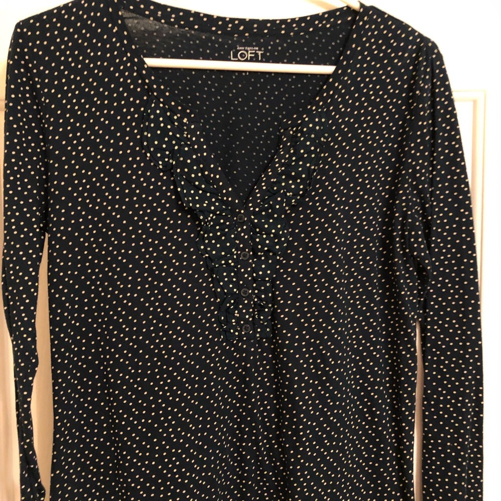 Loft Teal top with Ruffle detail